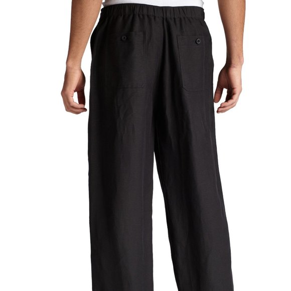 Cubavera Other - New Cubavera Linen Blend Pull On Pant Wide Leg Solid Black Comfort Waist XL Men